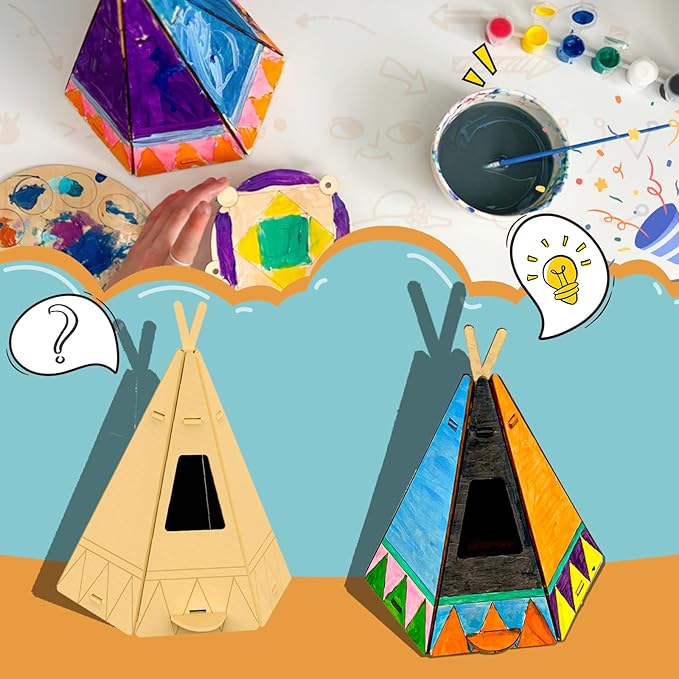 Chirpy - DIY Wooden Birdhouse Painting Kit for Kids - 8" - Non-toxic Paints, Brushes, Palette, Dream Catcher - Bird House Feeder Coloring Set - Art & Craft Project, Educational Toy, Nature Activity