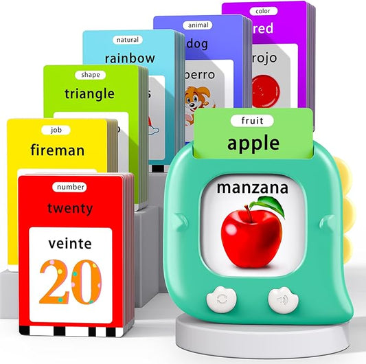 Kidzdo Talking Flashcards for Toddlers, 520 Bilingual Spanish English Sight Words Educational Learning Toy, Birthday Xmas Gift for Kids 2 3 4 5 6, Pocket Speech Therapy Toys for Autism Children