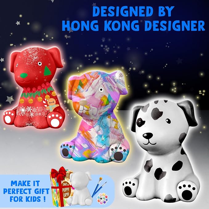 Goodyking Paint Your Own Dog Lamp Kit, DIY Night Light, Crafts for Teens Girls Boys, Arts & Crafts Kit, Painting Kit for Kids, Room Decoration, Christmas Birthday Gift for Kids Ages 3 4 5 6 7 8+
