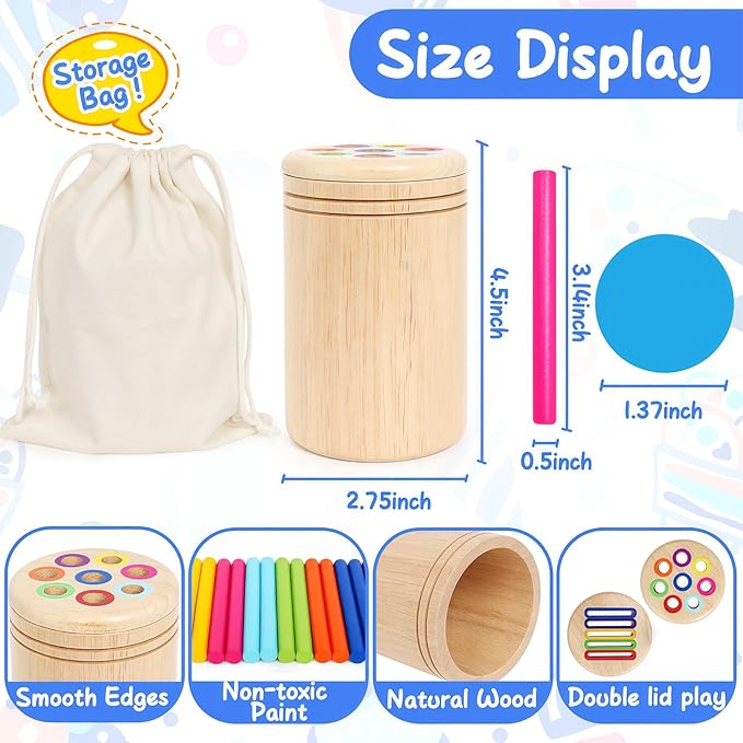 Wooden Sorting Toy Montessori Color & Shape Sorter Class Activity Toddlers Fine Motor Game for Colors and Shapes Recognition, Birthday New Year Valentine's Gifts for 2-5 Year Old Boys and Girls