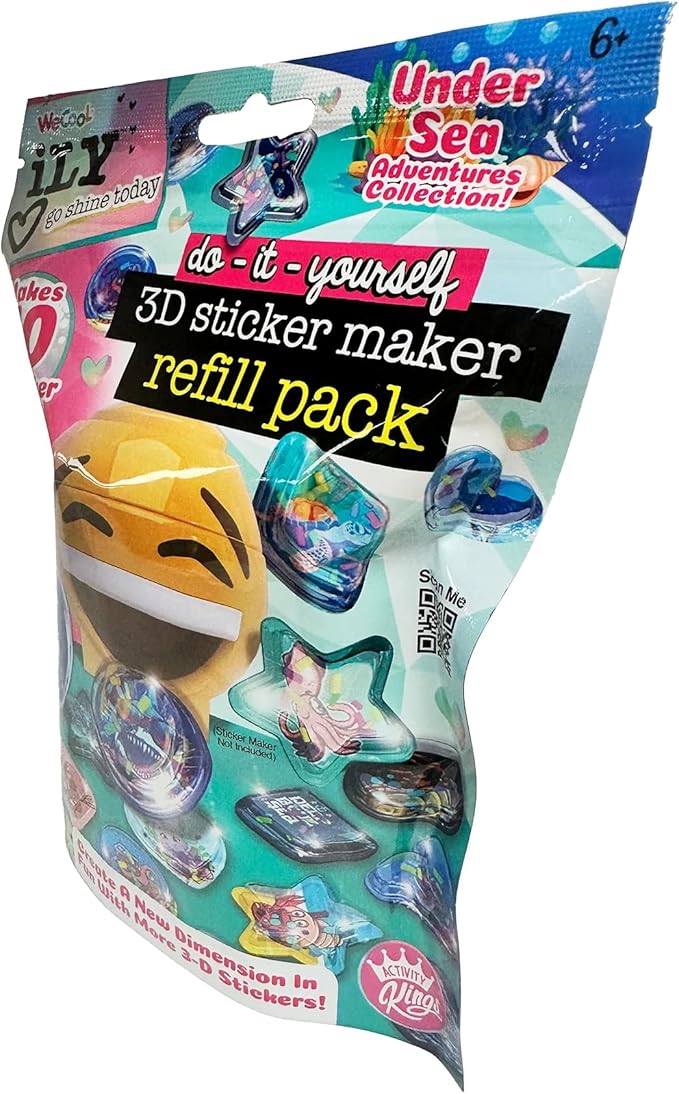 ILY 3D Sticker Maker Refill Pack – Undersea Adventure | DIY Arts & Crafts Kit for Kids Ages 6+ | Creative Toy Gift Set with 50+ Custom Refills for Boys & Girls