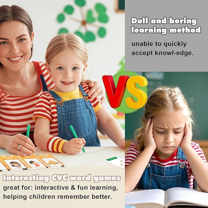 Alphabet Talking Flash Cards & Math Games for Kids 2-8, Speech Therapy Toys, ABC Learning Toys, 56 Math Flashcards & 106 CVC Word Games, Preschool Kindergarten Gifts for Boys & Girls