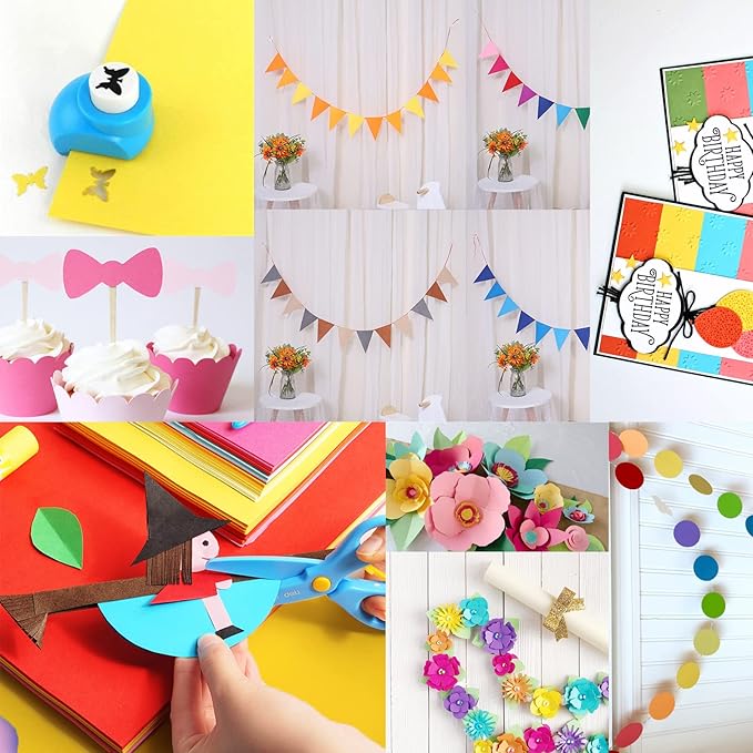 108 Sheets Bright Hard Construction Paper Colorful Cardstock,8.27x11.6 Inch Colored Card Stock Pastel for DIY Craft,Scrapbook Paper Back to School Supplies (120GSM & 250GSM MIXED)