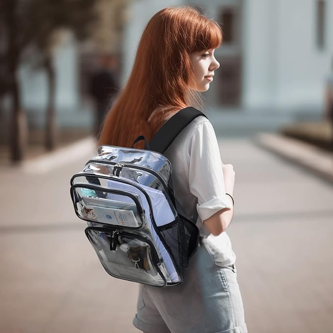 PACKISM Clear Backpack for School - 17 inch Large Heavy Duty Clear Bookbag, See Through PVC Backpacks (for age 12 above)
