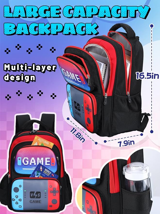 Bigmeta Large Capacity Kids Backpack for Boys - Aged 8-12 Back to School Gamer Bookbag for Elementary Middle School Teens Gifts