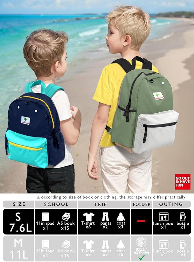 Preschool Toddler Backpack for Boys & Girls, Mini School & Travel Backpack, 11" H, For Kids 1-3