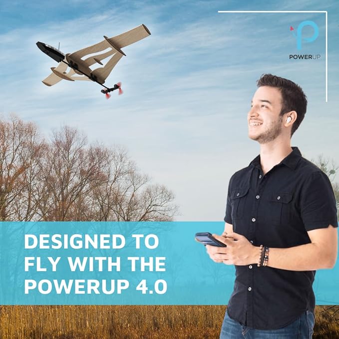POWERUP New STARFLUX DIY Balsa Wood RC Airplane Kit – Build & Fly Smartphone Controlled Plane 4.0 | Made in USA, 2-in-1 Design, STEM Kit for Teens & Hobbyists