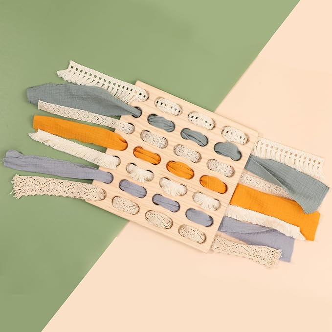 Eray Wooden Lacing Toys Open Ended Busy Board with Play Silks Kid Weaving Board Handwork Gift Educational Toy