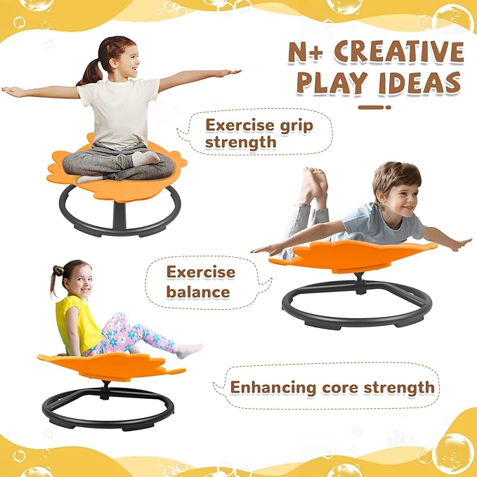 Zhenx Spinning Chair for Autistic Kids, Fish Shape Kids Sensory Swivel Chair, Sensory Spinner Seat for Toddlers with Autism & ADHD Children, Sit and Spin Training Body Coordination (Orange)