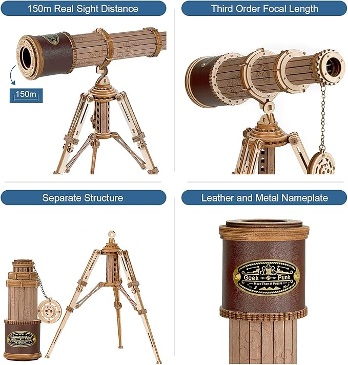 ROKR 3D Wooden Puzzles-Model Building Kits-DIY Kits for Adults-Wooden Monocular Telescope Science Gifts Kits for Adults