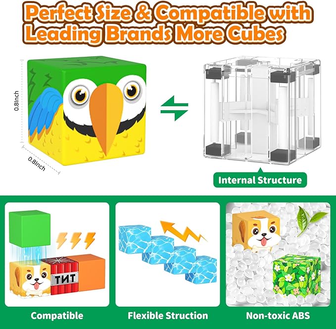 Magnetic Blocks with Forest Animals Toys, Build Mine Magnet World Set, Magnetic Tiles Building for Boys & Girls Age 4-8 5-7, STEM Montessori Sensory Toys for 3+ Toddlers Kids Gifts