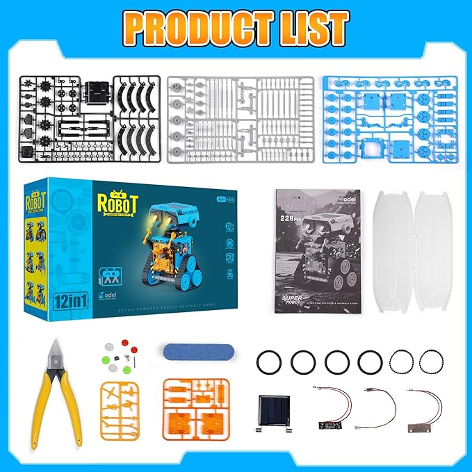 AESGOGO 12 in 1 STEM Solar Power Robots Toys for Boys Age 8-12, DIY Educational Science Building Experiment Robotic Kit for Kids, Christmas Birthday Gifts for Boys Girls Teens Aged 8 9 10 11 12 13