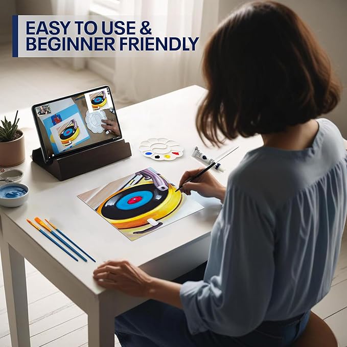 Painting4Real DIY Painting Class Kit for Adults with Video Tutorials: Learn to Paint DJ Play My Song – How to Paint with Acrylics – Painting & Art Supplies – 9 Piece Acrylic Paint Set