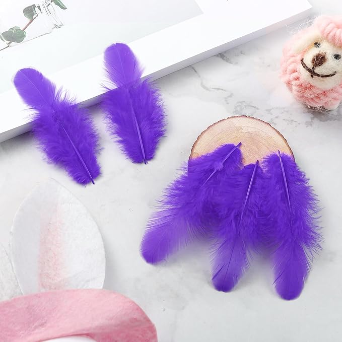Soarer Purple Feathers for Crafts - 300pcs 3-5inch Craft Feathers Bulk for Wedding Home Party, Dream Catcher Supplies and DIY Crafts(Purple)