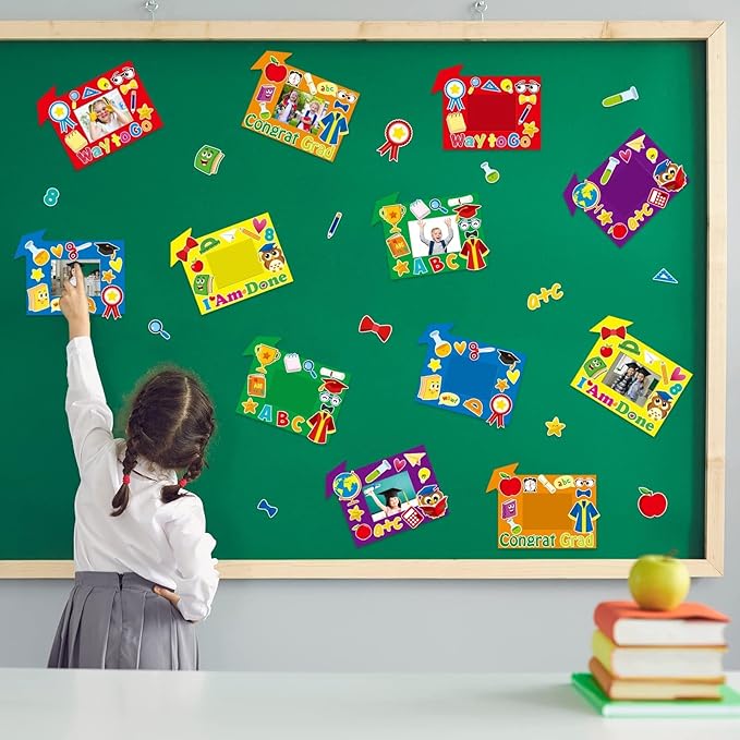 30 Packs Preschool Graduation Craft Kits for Kids Congrats Grad DIY Picture Frame Craft Art Class of 2025 Kindergarten Graduation Party Favor Decorations Home Classroom Gifts Game Activities