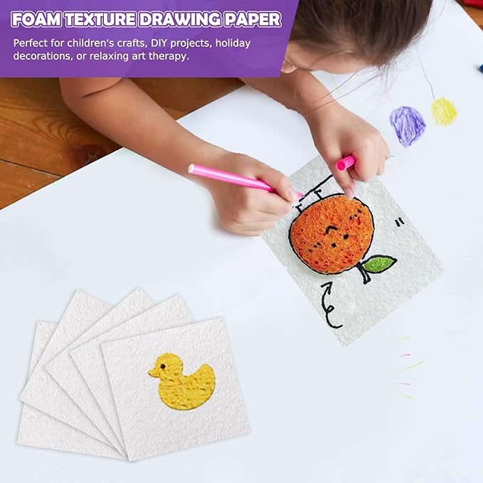 Magic Puffy Paint Foam Texture Paper โ 12 Square 3D Foam Texture Sheets for DIY Puffy Paint Crafts and Kids Art Projects