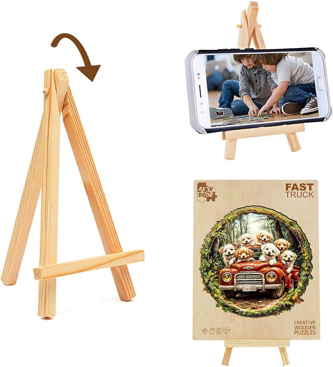 Wooden Puzzles for Adults - 200 Pieces Dog Truck Wooden Puzzle - Unique Animal Shape Wood Cut Puzzles - Eco-Friendly Home Office Decor (M-11.4 * 11.4in)