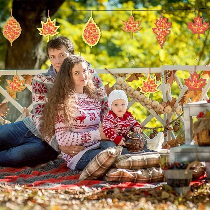 Zliisang 24PCS Make You Own Fall Crafts Kit Bulk Maple Leaf Paper Suncatchers DIY Kit for Autumn Thanksgiving Classroom Activities Decorations Window Stained Glass Effect Art Supplies