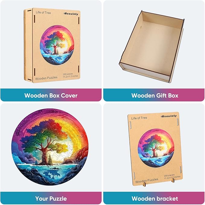 Puzzles for Adults 500 Piece, Life Tree Rainbow Waterfall Jigsaw Puzzles, Natural Puzzle Royal Unique Shape Adult Puzzles, Irregular Wooden Puzzle Creative Gift for Adults(16.5 * 16.5 in)