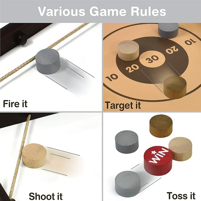 Shooz n TOZZ: Wooden Multi Tabletop Indoor Portable Board Games for Kids and Family