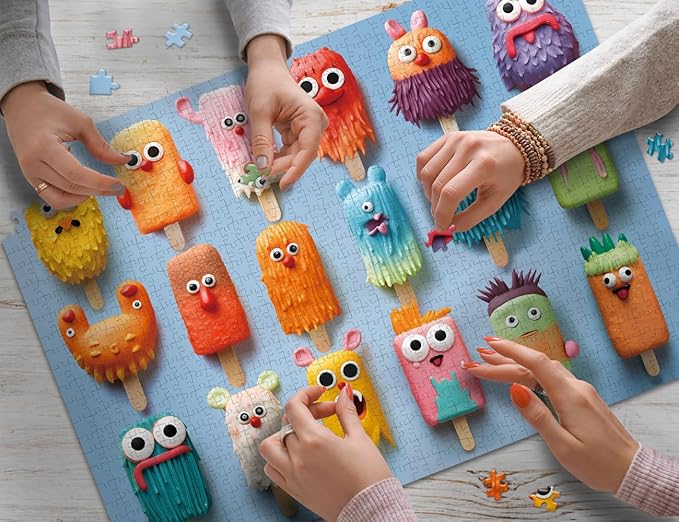 1000 Pieces Jigsaw Puzzles for Adults and Teens and Kids Family Games Happy Time Popsicle Monsters (Upgrade Version)