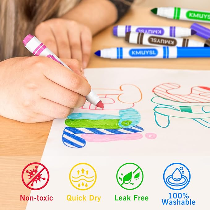 KMUYSL Washable Markers Bulk, Assorted Colors - Broad Line Conical Tip Coloring Markers for Kids, School Art Supplies & Back to School Supplies, Teacher Classroom Must Haves (16 Colors, 256 Pcs)