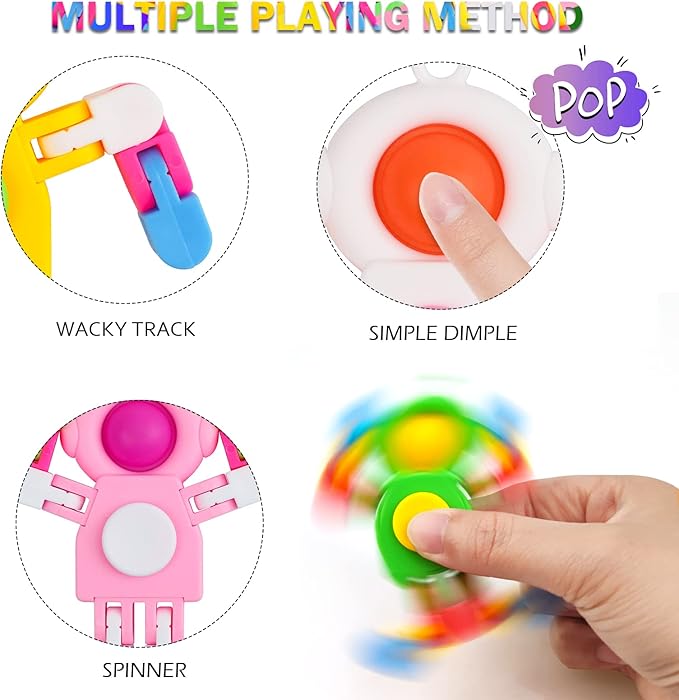 SoulLife 24 Pack Pop Fidget Spinners Bulk, Deformable Astronaut Key Chain Fidget Toys Bulk, Stocking Stuffers Birthday Gifts Party Favors for Kids, Student Gifts Classroom Prizes