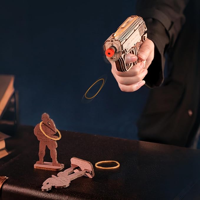 ROKR 3D Puzzles for Adults Mechanical Puzzles Rubber Band Shooter Wooden Puzzle Model Home Decor Desk Decoration Birthday Gifts for Teen Boys and Adults(LQ502)