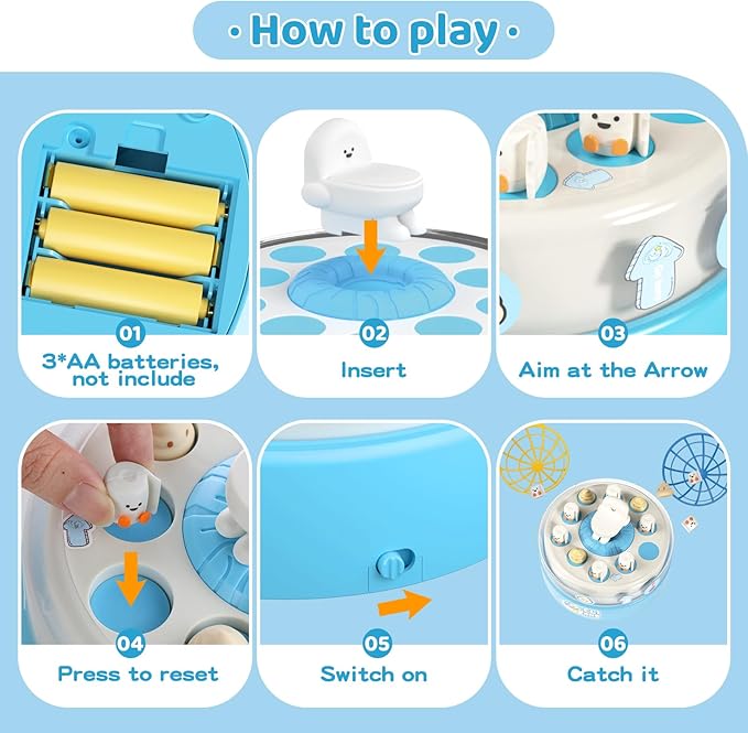 Board Games for Kids Ages 4-8, Toilet Catch and Bounce Toddler Games Ages 3-5, Family Game Toys for 4-6 Boys Girls, Christmas Birthday Gifts for Kids 5-7