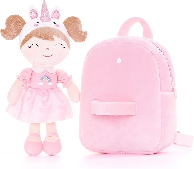 Gloveleya Back to School Gifts for Girls Toddler Backpack Kids Backpack soft unicorn Girl Doll Backpacks pink 9"