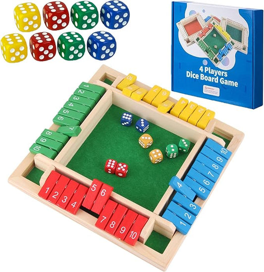Shut The Box Game, 1-4 Players, Classic 8Dice Closed-Box, Improves Mathematical Skills, Suitable for Families, classrooms, and Gatherings (8.66 inches, Vibrant Colors)
