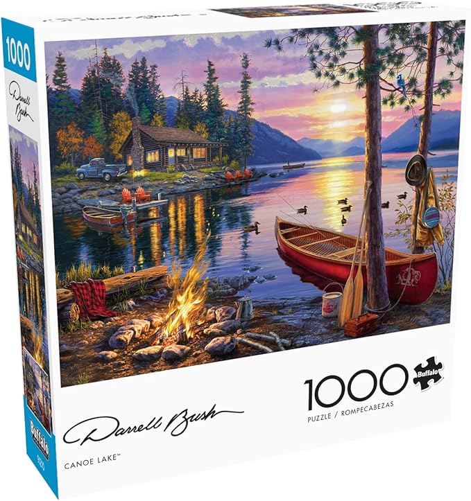 Buffalo Games - Darrell Bush - Canoe Lake - 1000 Piece Jigsaw Puzzle For Adults - Challenging Puzzle Perfect for Game Nights - Finished Size Is 26.75 x 19.75
