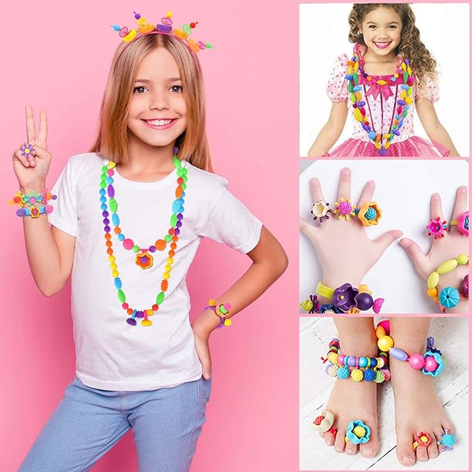 NIDOOT 550Pc+ Pop Beads Jewelry Making kit for Girls 4-6,Arts and Crafts for Kids Ages 4-8,Toys for 3 4 5 6 Years Old Girl Birthday Christmas Gifts Ideas, Bracelet Necklace Ring Snap Bead Set