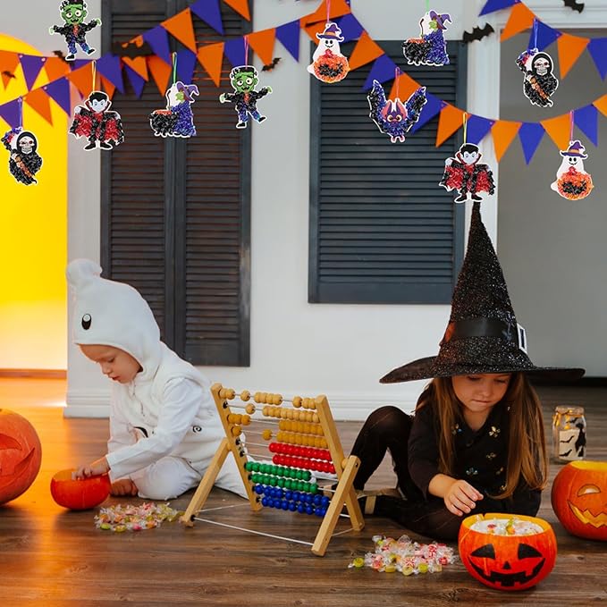 Fennoral 12 Pack Halloween Craft Kit for Kids Make You Own Poke in Arts and Crafts DIY for Kids Boys Girls Party Supplies Halloween Decoration