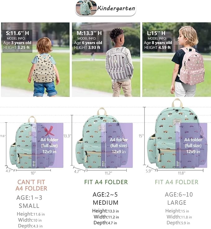 Corduroy Toddler Backpack for Boys 2-5: Preschool Backpack for Girls - Cute Kids Backpack 13.5" H