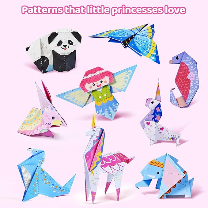 JoyCat Origami Paper Kit for Kids,180 Sheet 5.5x5.5 Colorful Paper,73 Unique & Unicorn Style with Instruction Book,Art&Crafts Supply Set for Ages 5-12 Girl,Ideal DIY & Educational Toy,Gift for Kids