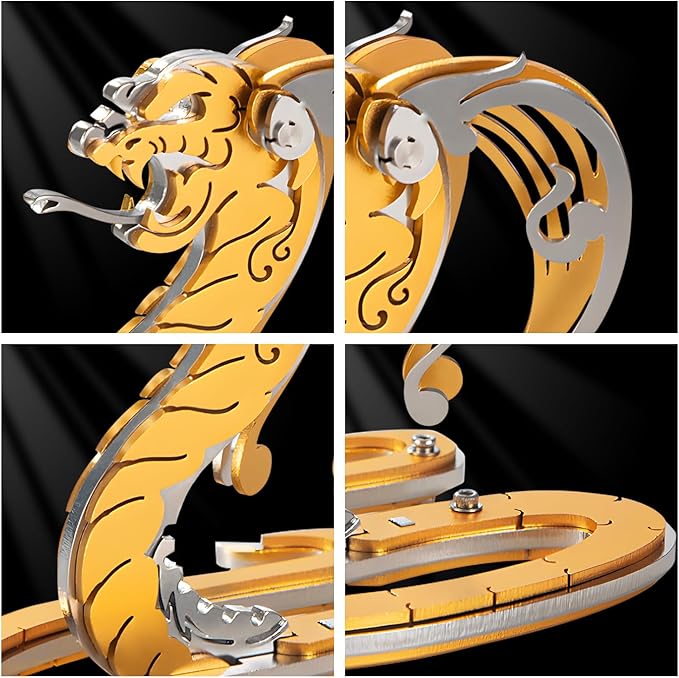 3D Metal Puzzles for Adults, Metal Model Kits for Adults Mechanical, Gold Snake 3D Puzzle Stainless Steel Ornaments for Men Women Art Craft Gifts Toys(Zodiac Sign).