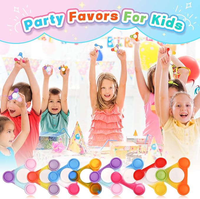 12PCS Pop Fidget Spinners - Colorful Party Favors for Kids -Fidget Spinners Bulk-Sensory Toys for Stress Relief and Anxiety - Classroom Prizes,Goodie Bag Stuffers
