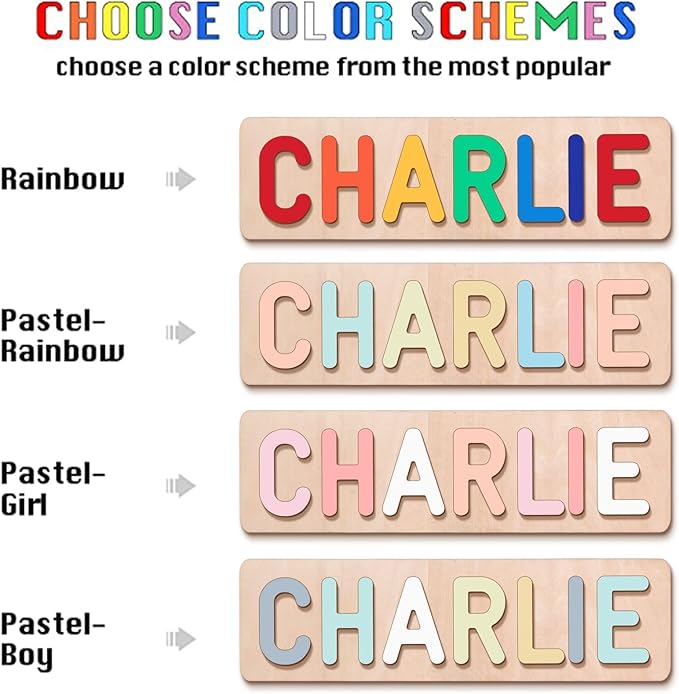 Name Puzzle for Kids Personalized, Wooden Shapes Name Puzzles for Toddlers 1-3, Engraved Text Greetings on Back, Custom Baby 1st Birthday Gifts for Girl&Boy, Kids Sensory Toys (Numbers Name Puzzle)