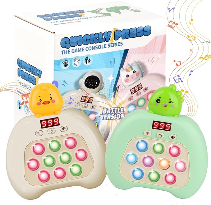 Fast Push Pop Fidget Toys for Kids, Handheld Puzzle Game with LED Screen & Multiplayer Mode, Sensory Toys for 3-12 Year Old Girls Boys, Fun Battle Gifts for Friends(Dinosaur)