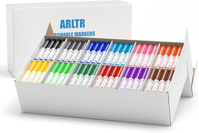 Washable Markers Bulk, Bulk Pack, Broad Line Markers with Conical Tips- Perfect for Kids' Classrooms & Teachers (480 Count (12 Colors)