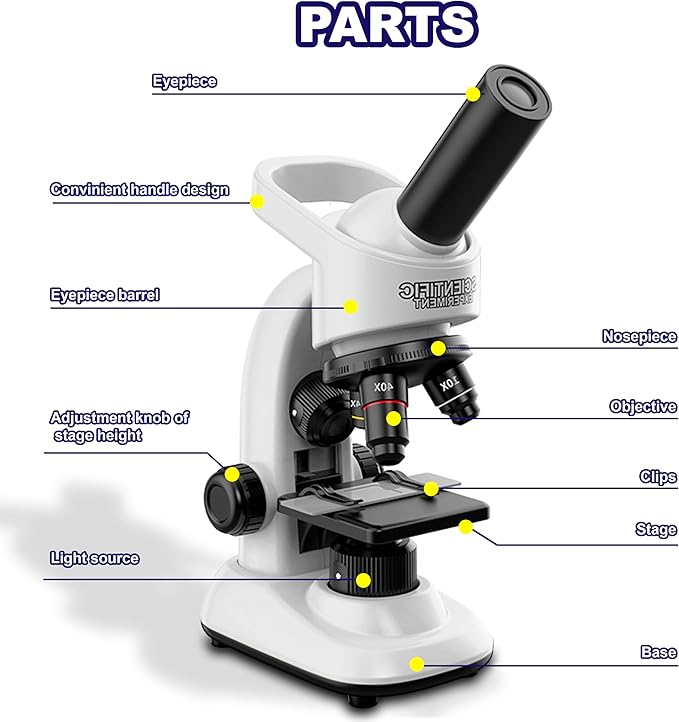 Kids Microscope,40-1600x Microscope Kit for Kids Beginners Children,STEM Kit,Prepared Slides,LED Light and Configured Various Operating Tools- Science Experiment Toy for Kids Ages 5-12