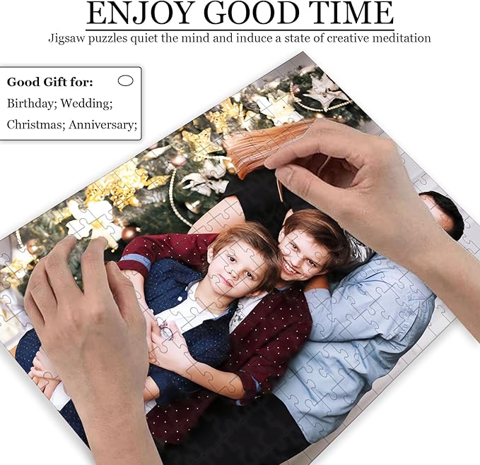Custom Puzzle 120/200/300/500/1000/1500 Pieces, Personalized Puzzle from Your Own Photos, Customized Picture Jigsaw Puzzle Gift for Christmas Wedding Birthday Family
