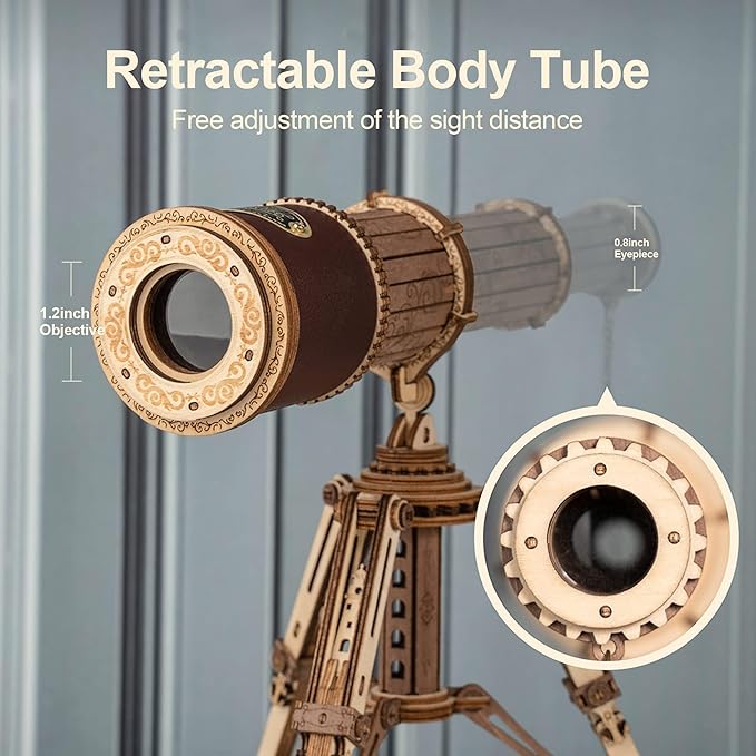 ROKR 3D Wooden Puzzles-Model Building Kits-DIY Kits for Adults-Wooden Monocular Telescope Science Gifts Kits for Adults