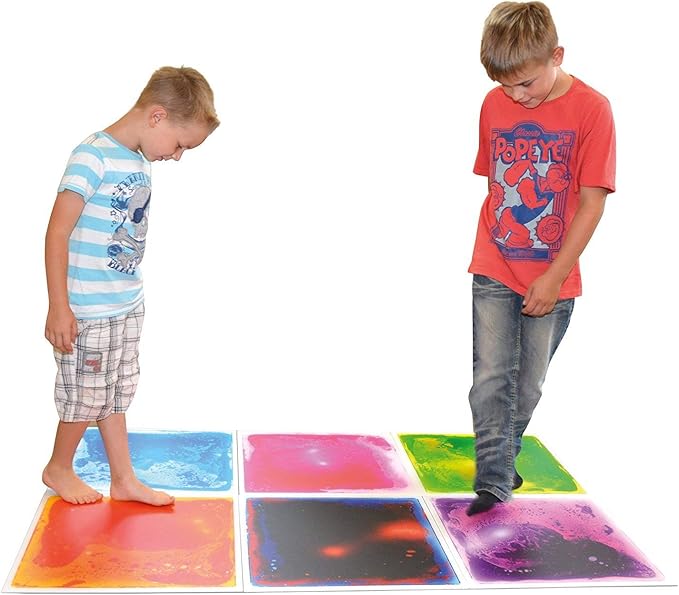 Art3d Liquid Sensory Floor Decorative Tiles,15.8"x15.8" Square, Colorful, 4 Tiles