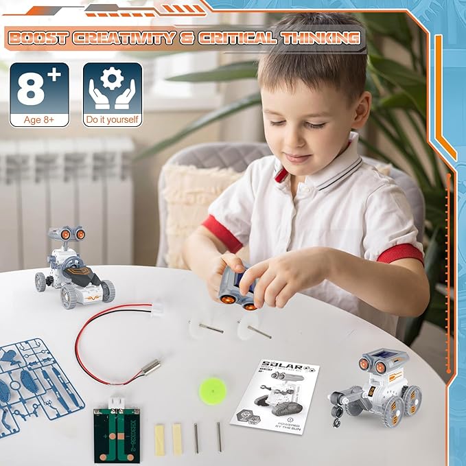 14-in-1 Solar Robot Building Kit STEM Gift for Kids Ages 8-13, 191 Pcs DIY Engineering Science Educational Robotic Toys, Solar Powered Educational Robotics for Boys & Girls