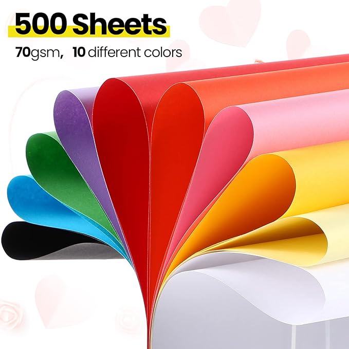 Yahenda 500 Pieces Construction Paper Lightweight 12'' x 18'' Colored Card Stock Bulk Craft Printer Paper for Drawing Art DIY Craft Scrapbook Party(Multicolor)