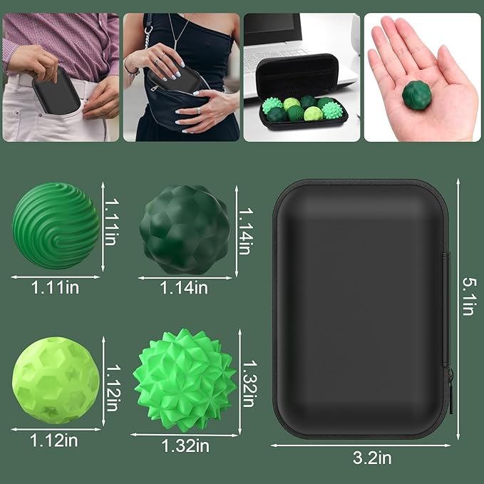 BUSOHA Silicone Magnetic Fidget Balls - 8 Pack Silicone Stress Relief Balls Stone for Adults Sensory Travel Toys for Calming,Stress,Autism and ADHD,Gifts for Kids Girls Boys,Green