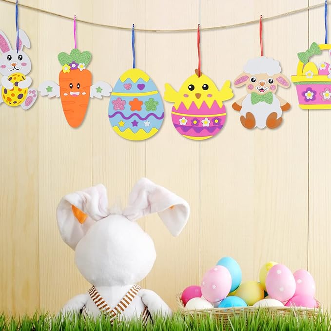 Fennoral Easter Craft Kit for Kids - Make Your Own Easter Foam Stickers, Ornaments & DIY Arts & Crafts Party Supplies