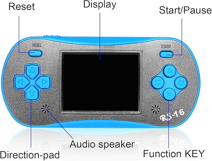 Handheld Game Player for Kids Adults, RS16 Portable Classic Game Controller Built-in 260 Game 2.5 inch LCD Retro Arcade Video Game System Children's Birthday Gift-Blue